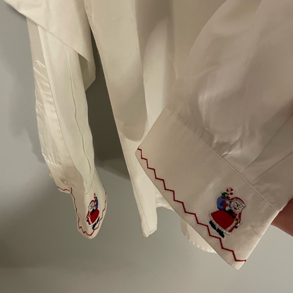Vintage Cottagecore Christmas Tabi International White Embroidered Button Shirt - Picture 5 of 7